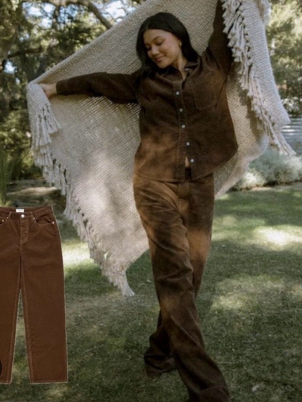 Wide Leg Corduroy Pants in Brown
